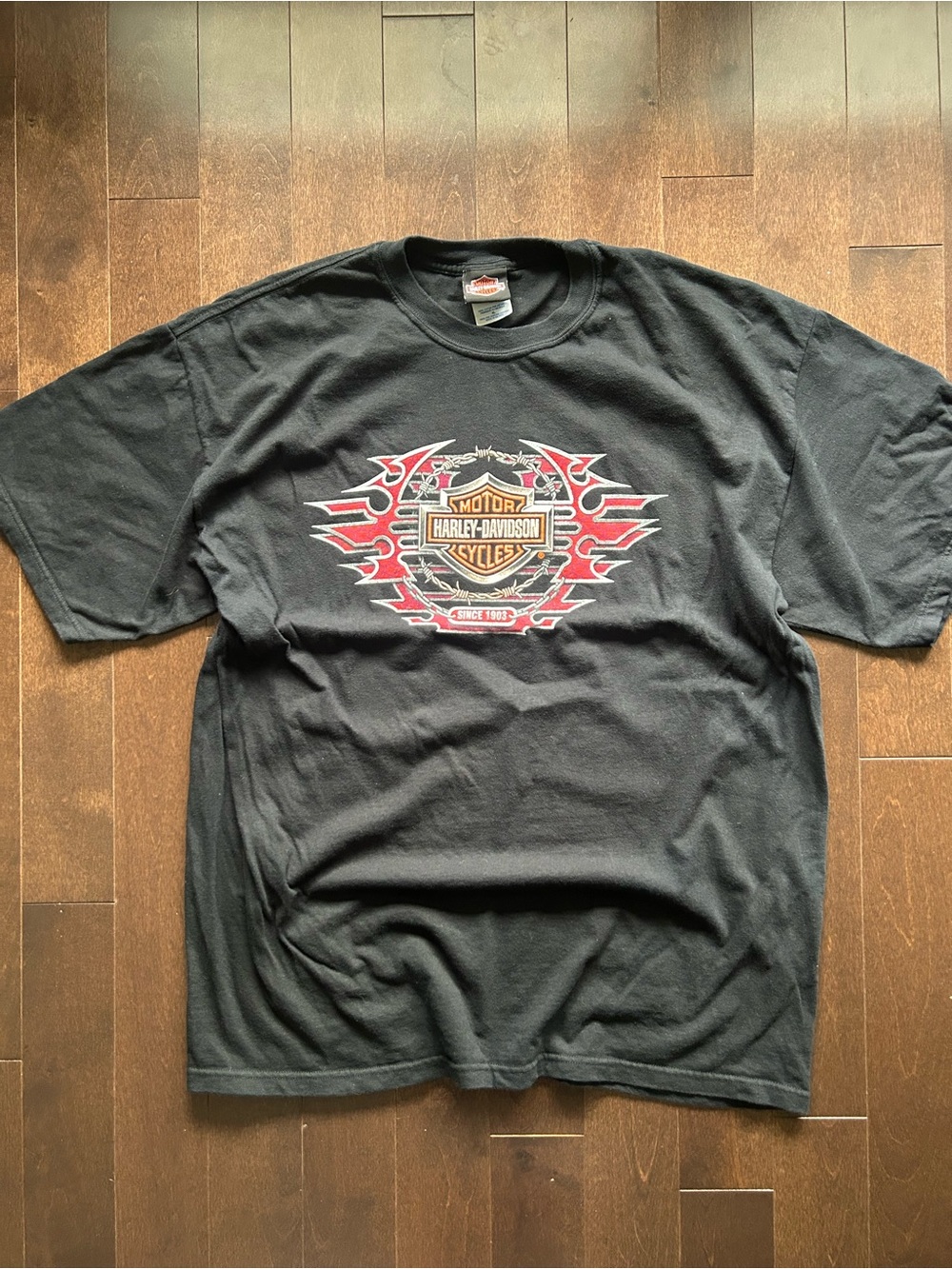Vintage Harley Davidson y2k Barbed Wire Print Graphic T Shirt